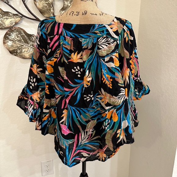 Terra & Sky Black Floral Blouse – Size 1X - Picture 4 of 5